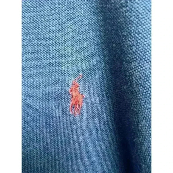 Polo Ralph Lauren Men's Heather Blue Short Sleeve Polo Red Embroidered Logo - Picture 4 of 9